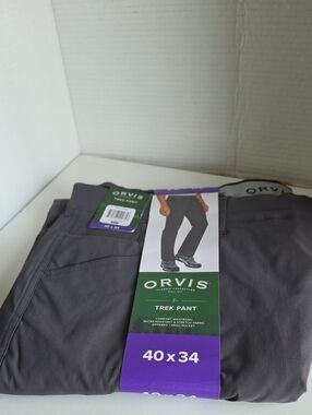ORVIS Men's Trek Pant 40X34 Forged Iron #1525905